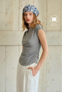 Petite Studio's Devito Jersey Cotton Top in Grey