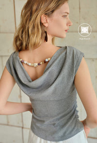 Petite Studio's Devito Jersey Cotton Top in Grey
