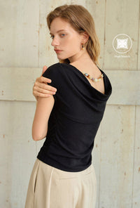 Petite Studio's Devito Jersey Cotton Top in Black