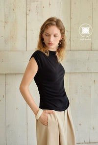 Petite Studio's Devito Jersey Cotton Top in Black