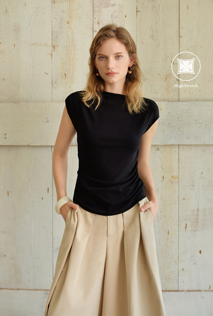 Petite Studio's Devito Jersey Cotton Top in Black