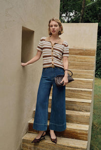 Petite Studio's Dotty Cotton Crochet Top Striped