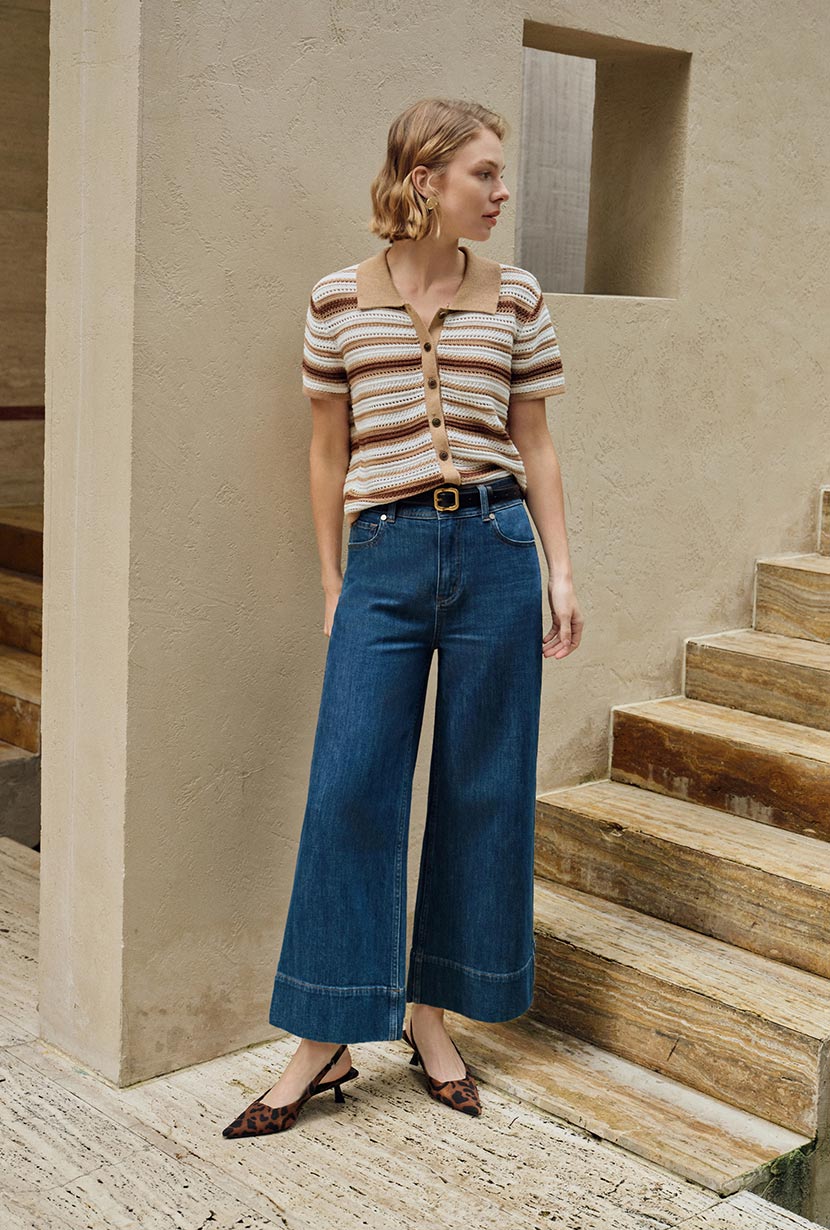 Petite Studio's Dotty Cotton Crochet Top Striped
