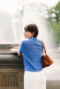 Petite Studio's Dotty Cotton Crochet Top in Blue