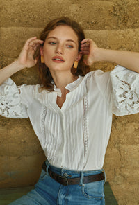Petite Studio's Chandler Cotton Blouse in Ivory