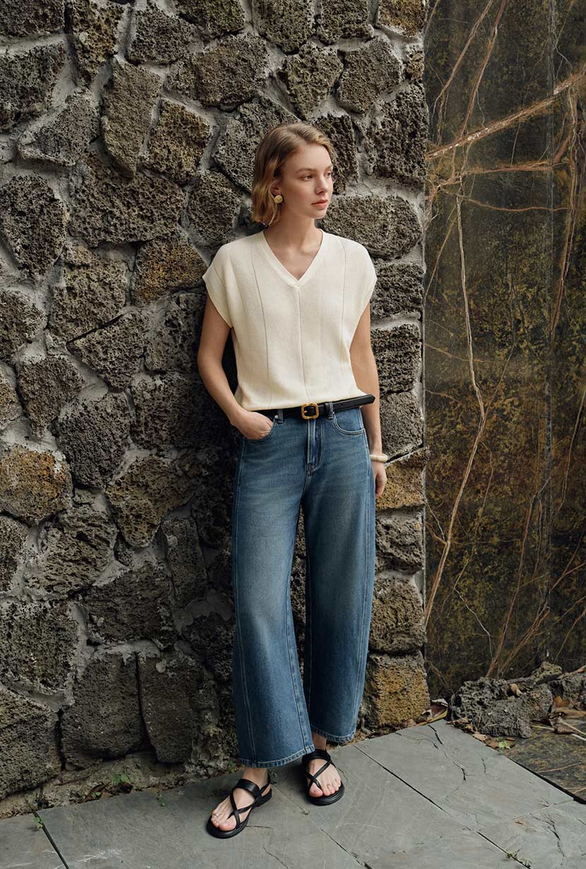 Petite Studio's Eugene Cotton Knit Top in Ivory 