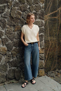 Petite Studio's Eugene Cotton Knit Top in Ivory 