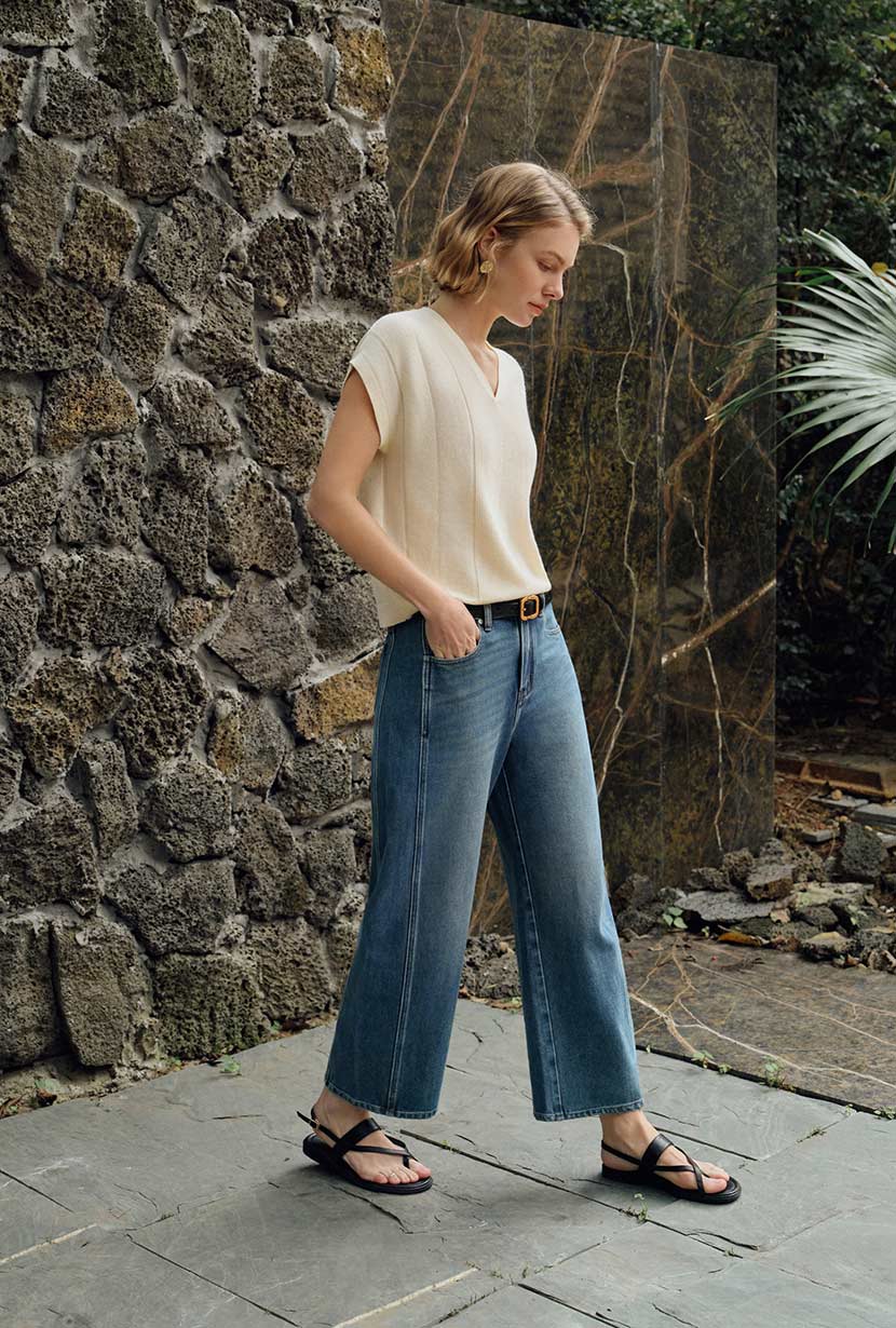 Petite Studio's Eugene Cotton Knit Top in Ivory 