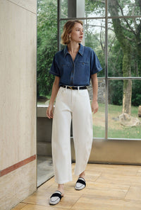 Petite Studio's Eris Cotton Shirt in Denim Blue