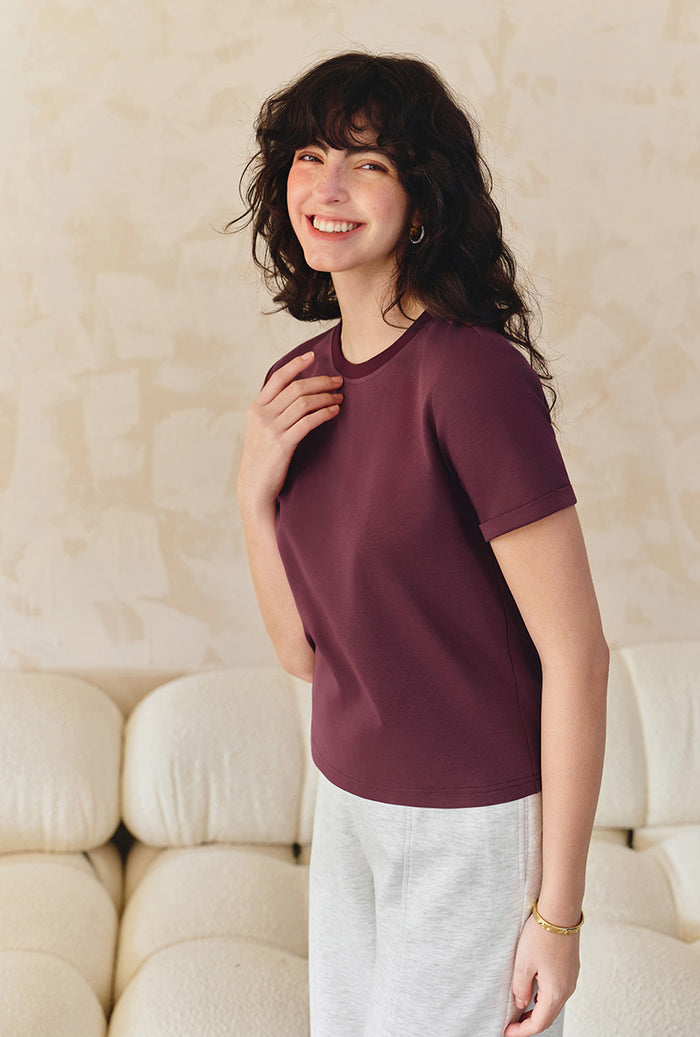 Petite Studio's Eunice Cotton T-shirt in Angora Red 