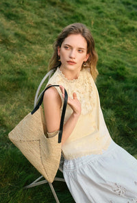 Petite Studio's Coraline Cotton Lace Top in Butter Yellow