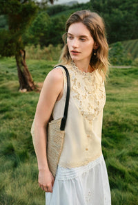 Petite Studio's Coraline Cotton Lace Top in Butter Yellow