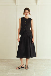 Petite Studio's Rozi Linen Vest in Black
