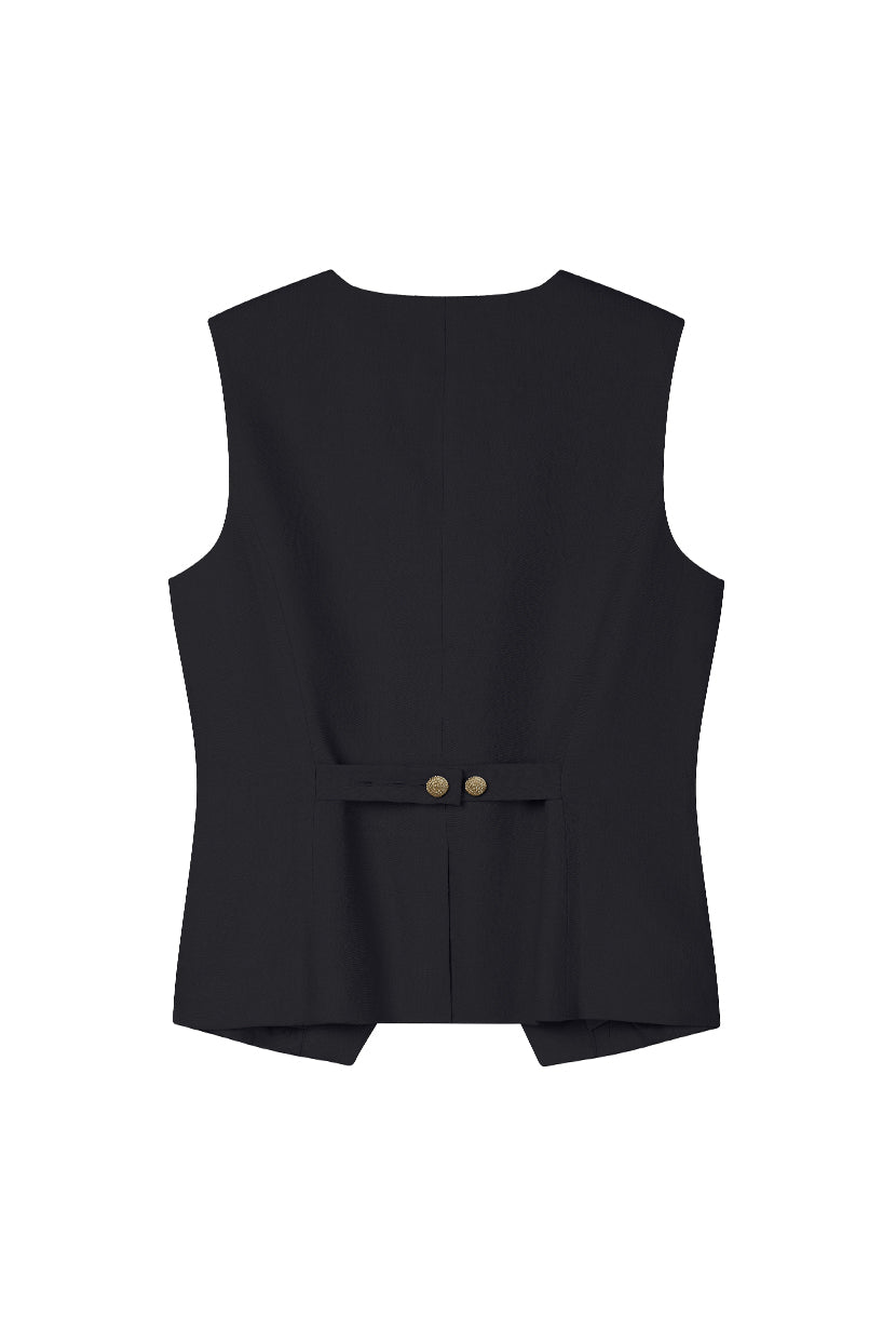 Petite Studio's Rozi Linen Vest in Black