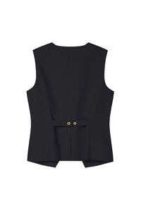 Petite Studio's Rozi Linen Vest in Black