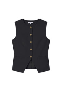 Petite Studio's Rozi Linen Vest in Black