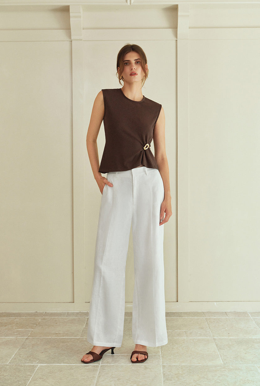 Petite Studio's Jeevan Jersey Cotton Top in Chocolate