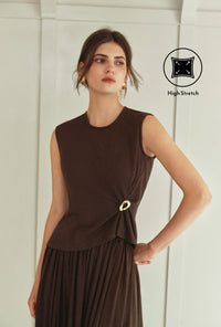 Petite Studio's Jeevan Jersey Cotton Top in Chocolate