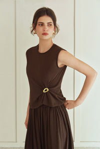 Petite Studio's Jeevan Jersey Cotton Top in Chocolate
