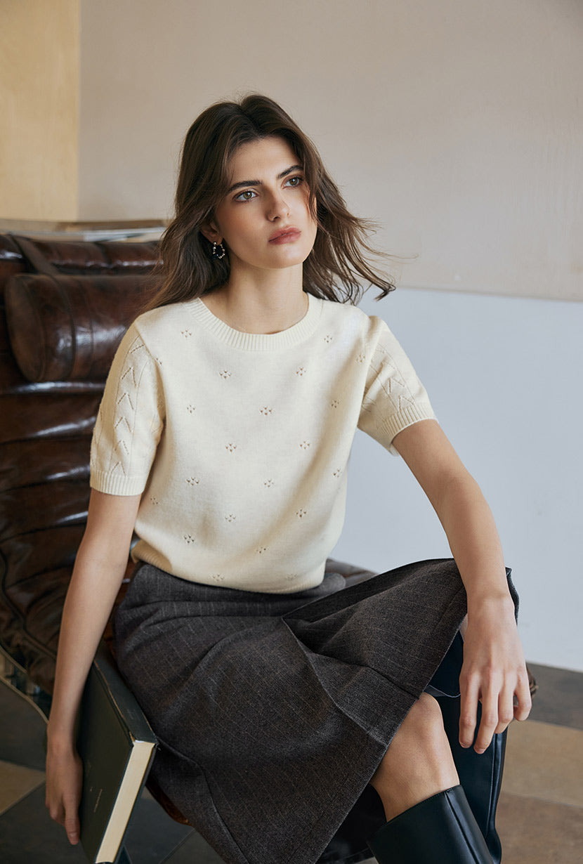 Petite Studio's Basti Reversible Merino Wool Cardigan in Cream