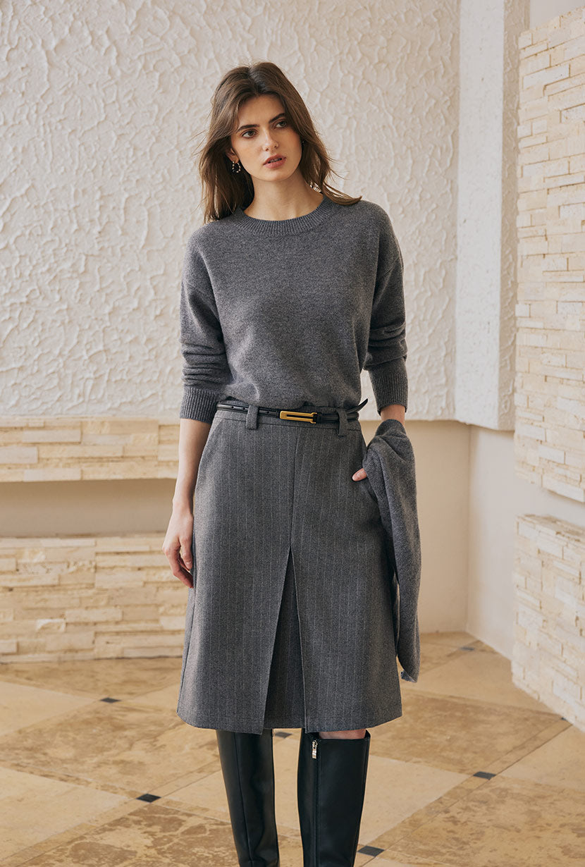 Petite Studio's Nori Merino Wool Scarf Sweater in Grey