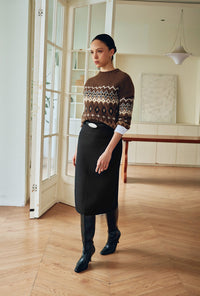 Petite Studio's Marcus Fair Isle Merino Wool Sweater in Brown
