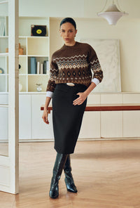Petite Studio's Marcus Fair Isle Merino Wool Sweater in Brown