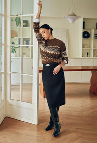Petite Studio's Marcus Fair Isle Merino Wool Sweater in Brown