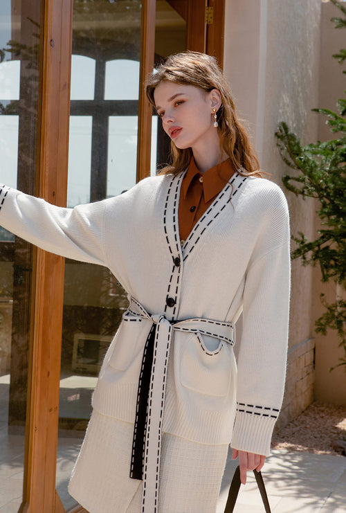 Petite Studio's Blaise Wool Cardigan in Ivory