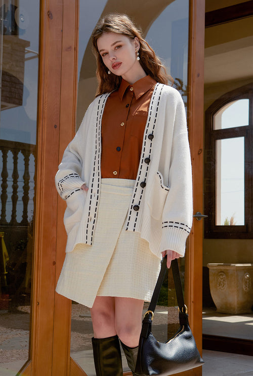 Petite Studio's Blaise Wool Cardigan in Ivory