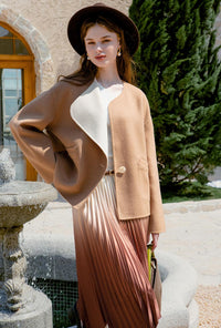 Petite Studio's Reversible Wool Jacket in Ivory & Camel
