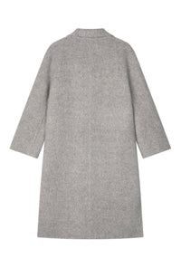 Petite Studio's Harriet Double-Breasted Wool Coat in Cloud Grey