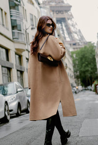 Petite Studio's Harriet Double-Breasted Wool Coat in Camel