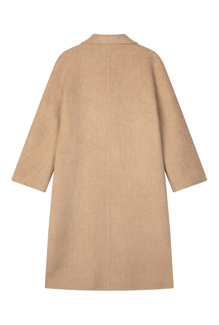 Petite Studio's Harriet Double-Breasted Wool Coat in Camel