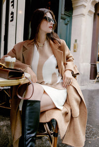 Petite Studio's Harriet Double-Breasted Wool Coat in Camel