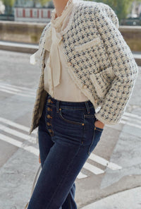 Petite Studio's Jackie Wool Tweed Jacket in Ivory