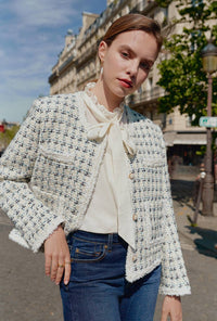 Petite Studio's Jackie Wool Tweed Jacket in Ivory
