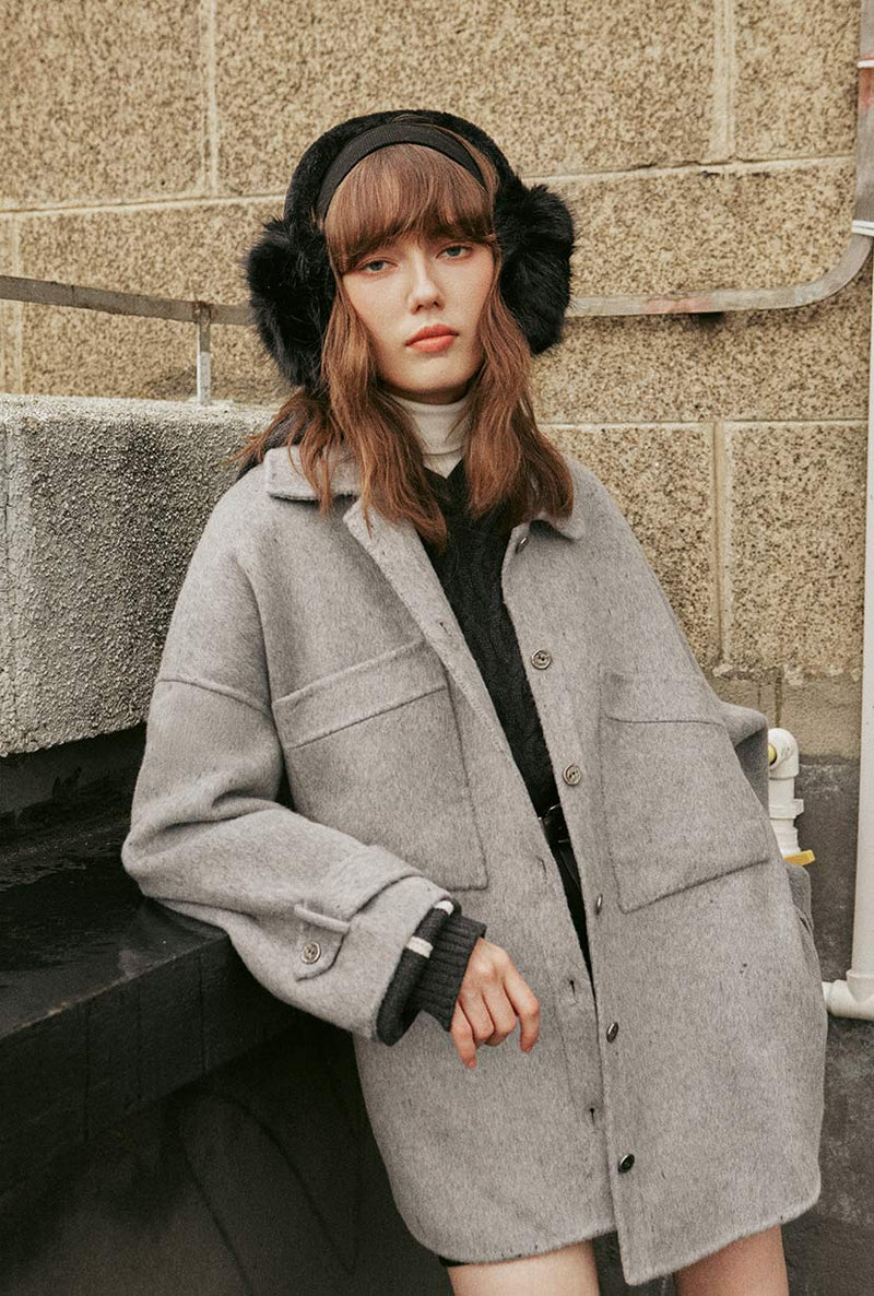 Petite Studio's Newton Oversized Wool Jacket in Gray