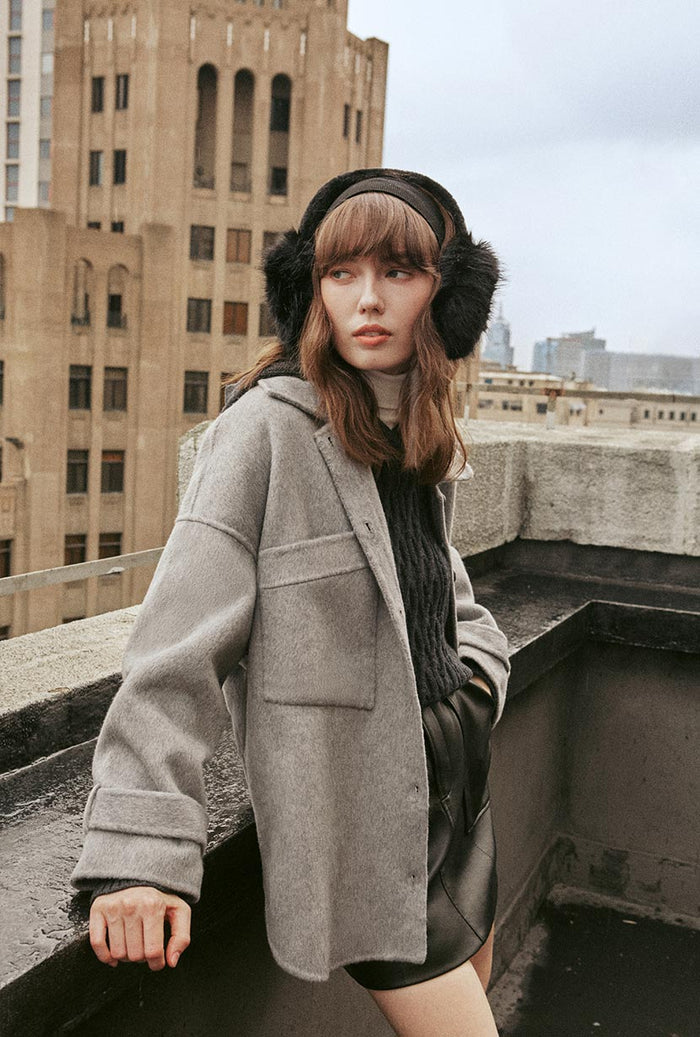 Petite Studio's Newton Oversized Wool Jacket in Gray