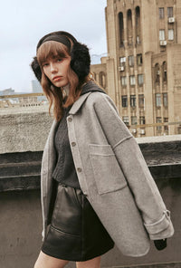 Petite Studio's Newton Oversized Wool Jacket in Gray