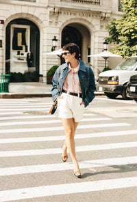 Petite Studio NYC's Moxie Denim Jacket in Dark Indigo