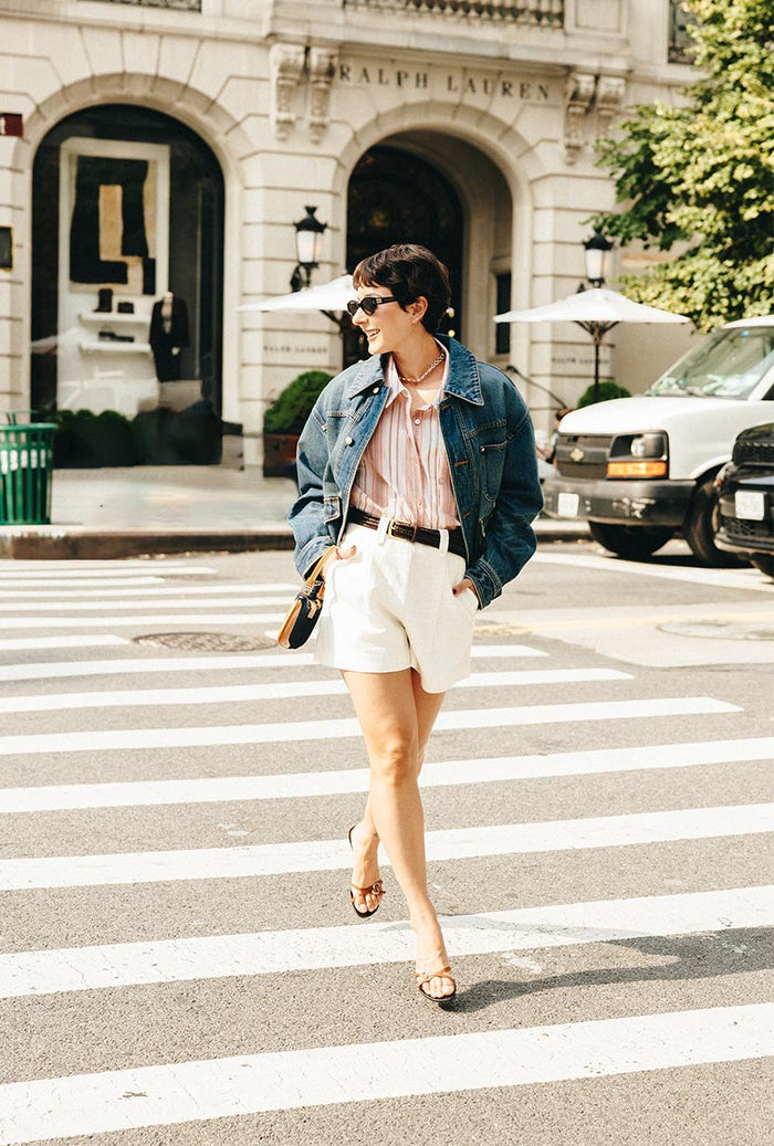 Petite Studio NYC's Moxie Denim Jacket in Dark Indigo