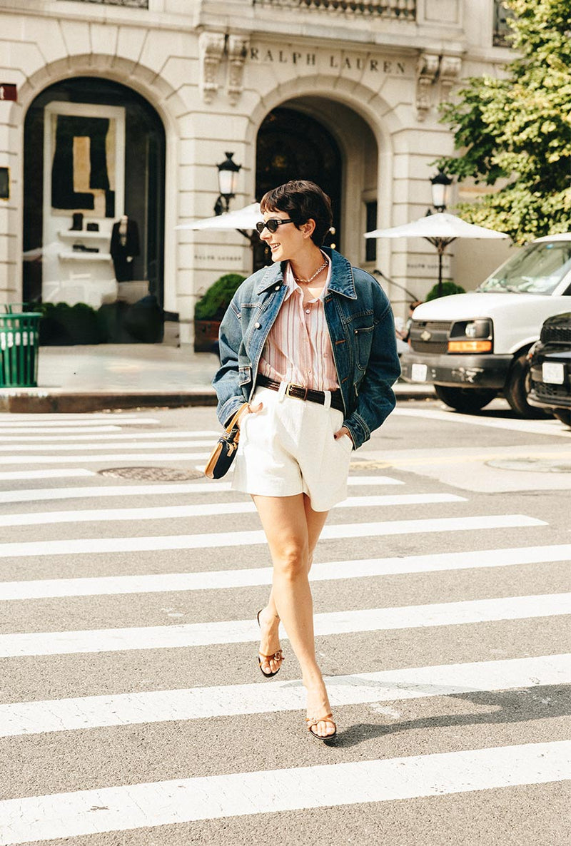 Petite Studio NYC's Moxie Denim Jacket in Dark Indigo