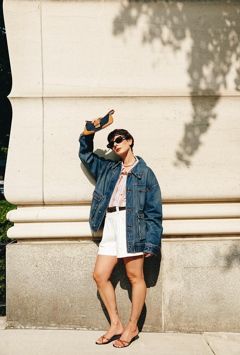 Petite Studio NYC's Moxie Denim Jacket in Dark Indigo