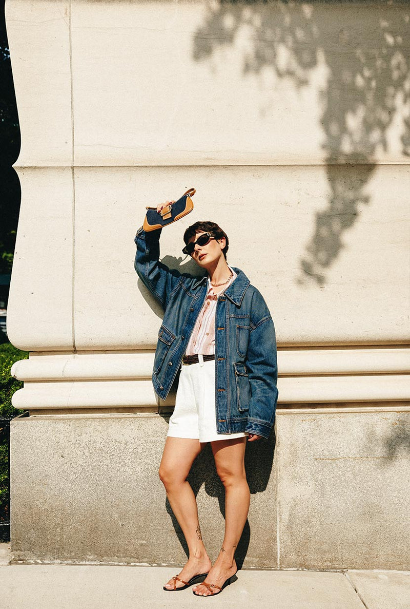 Petite Studio NYC's Moxie Denim Jacket in Dark Indigo