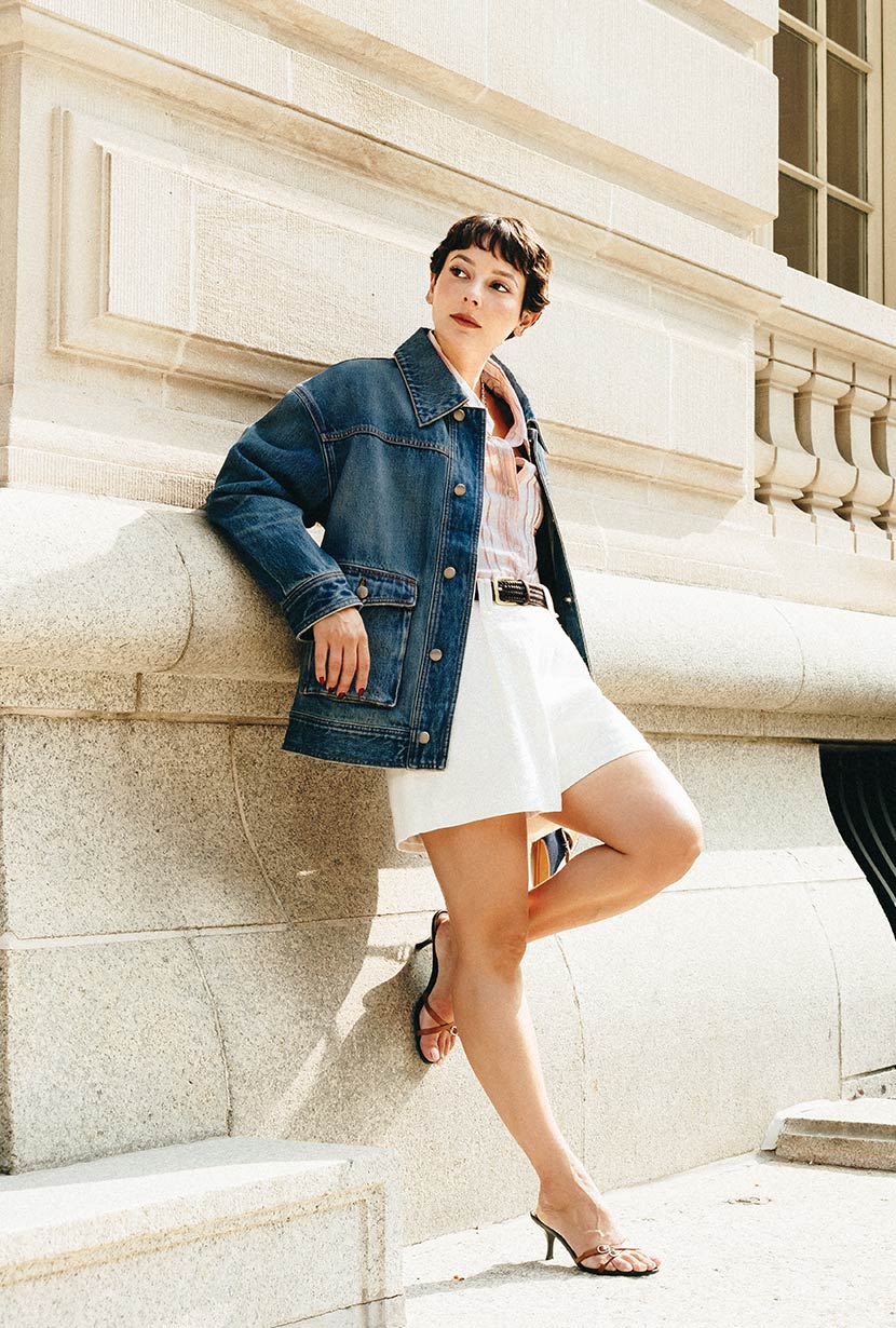Petite Studio NYC's Moxie Denim Jacket in Dark Indigo