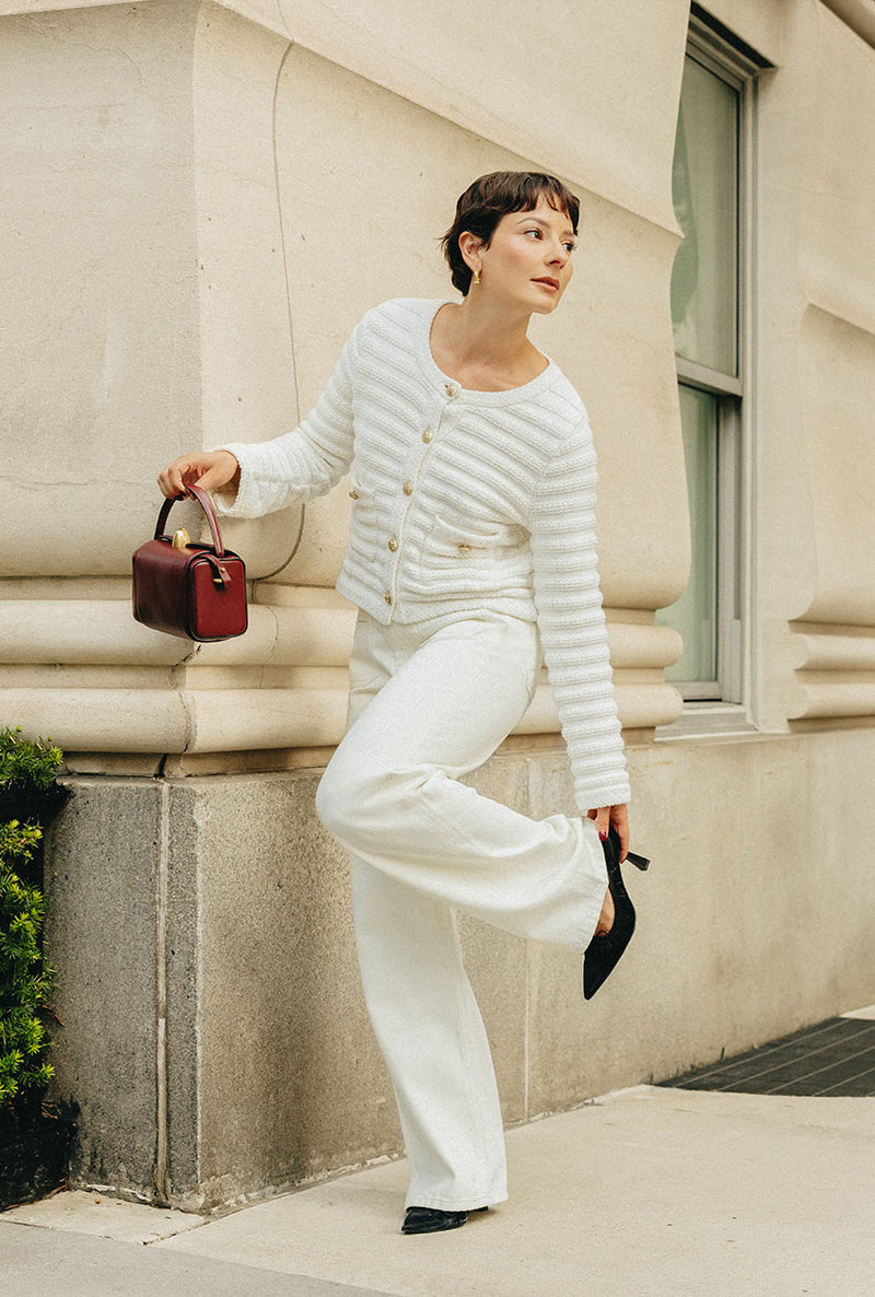 Petite Studio NYC's Cindy Cotton Cardigan in Ivory
