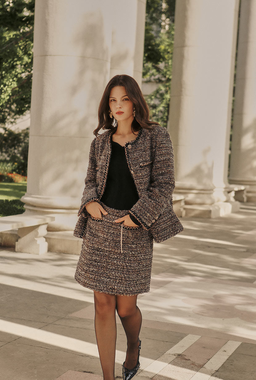Petite Studio's Charmaine Oversized Wool Tweed Coat in Charcoal