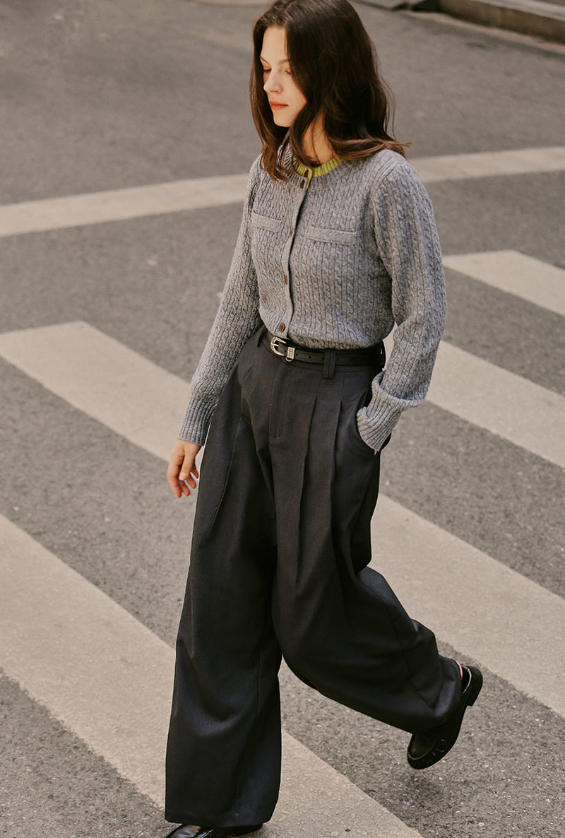 Carmina Wool Cardigan - Grey