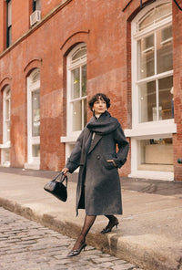 Petite Studio's Carina Wool Scarf Coat in Charcoal
